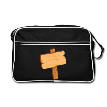 Panneau rustique en aspect bois sans texte - Sac Retro - noir/blanc - Devant