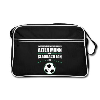 Mönchengladbach Geschenk Hooligan Ultras Retro - Retro Tasche - Schwarz/Weiß - Vorne