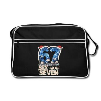 67 Six Seven 6-7 Père Noël mème italien DJ - Sac Retro - noir/blanc - Devant