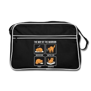 Funny Cat The Way of the Warrior Samurai Orange - Retro Bag - black/white - Front