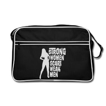 Strong Women Scare Weak Men Selbstbewusst Feminist - Retro Tasche - Schwarz/Weiß - Vorne