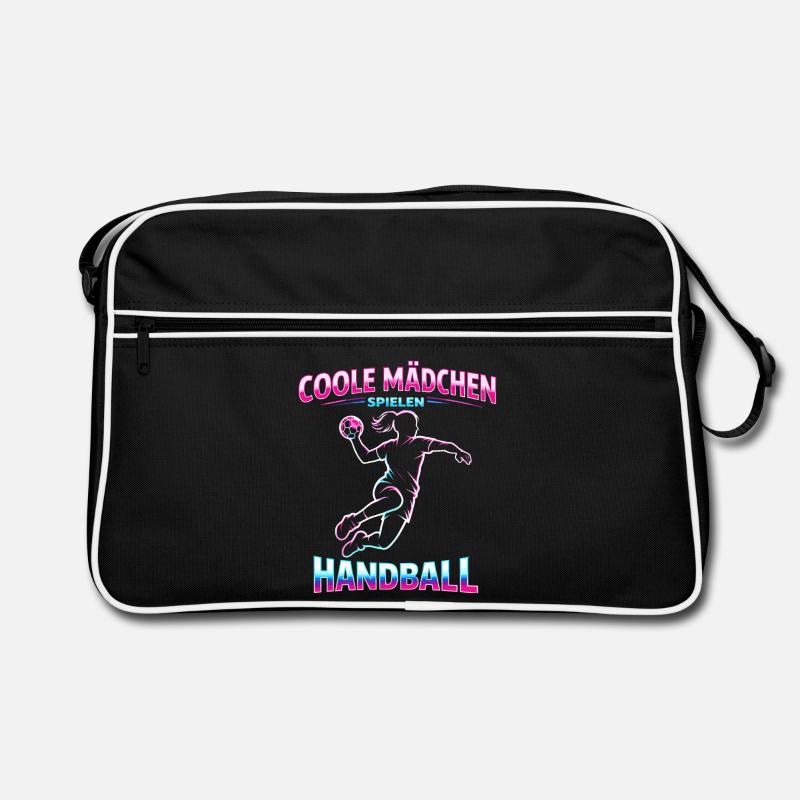 handball mädchen weihnachten geschenk - Retro Tasche - Schwarz/Weiß