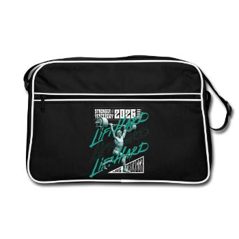 Homme en musculation, version rose violet clair - Sac Retro - noir/blanc - Devant