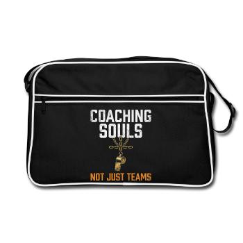 Coaching Souls Not Just Teams Jesus Papa Glaube - Retro Tasche - Schwarz/Weiß - Vorne