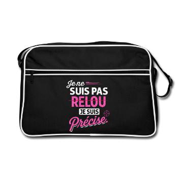 Je ne suis pas relou je suis précise - Humour - Sac Retro - noir/blanc - Devant