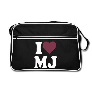 I Love Classic Burgundy Heart Design - Retro Bag - black/white - Front