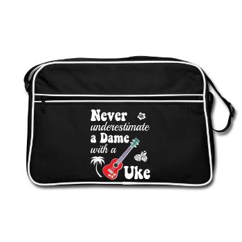 Never underestimate a Dame with a Uke - Retro Bag - black/white - Front