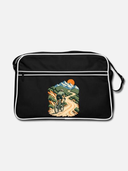 Gravel Abenteuer - Retro Tasche - Schwarz/Weiß