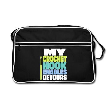 Häkeln – My Crochet Hook Enables Detours - Retro Tasche - Schwarz/Weiß - Vorne