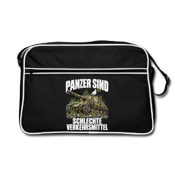 Panzer sind schlechte Verkehrsmittel - Retro Tasche - Schwarz/Weiß - Vorne