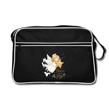 Aquarell Weihnachtsengel mit Stern - Retro Tasche - Schwarz/Weiß - Vorne