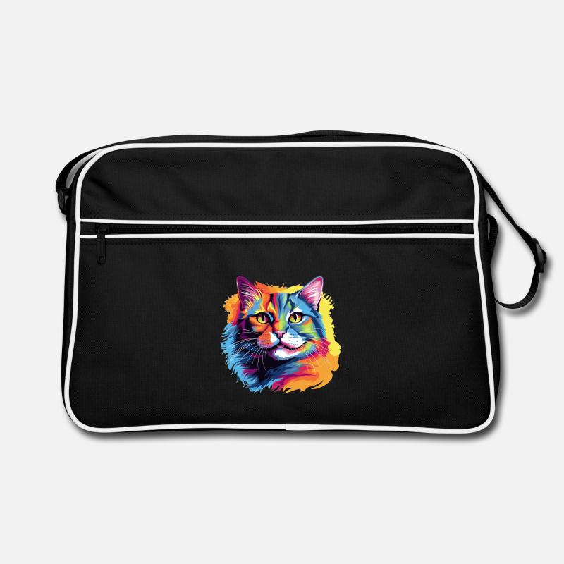 Pop Art Cat – Bunte Katze im Farbrausch Retro Tasche