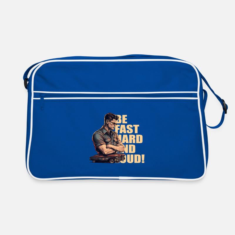 Mechaniker mit Oldtimer Retro Tasche