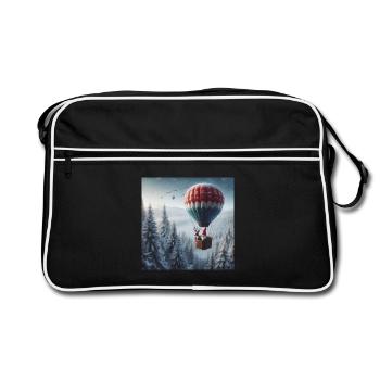Gnome et renne dans une montgolfière - Sac Retro - noir/blanc - Devant