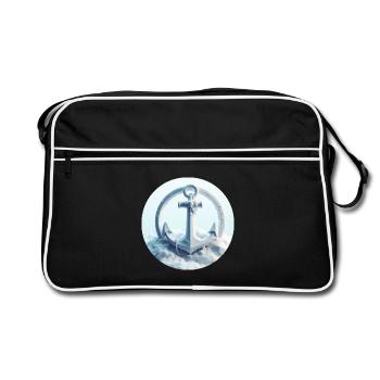Anker in Eis Landschaft - Retro Tasche - Schwarz/Weiß - Vorne