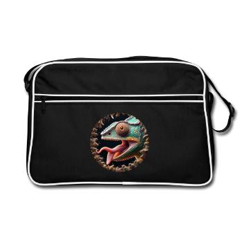 Le caméléon a faim d’insectes - Sac Retro - noir/blanc - Devant