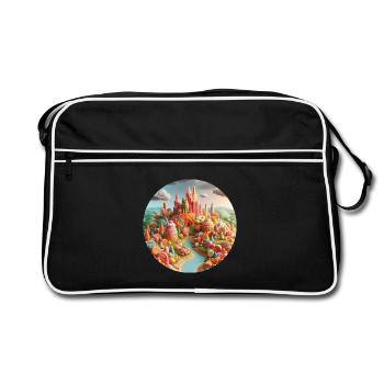 Candy World Landschaft bunt Animation - Retro Tasche - Schwarz/Weiß - Vorne