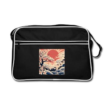 Style Ukiyo-e au lever du soleil - Sac Retro - noir/blanc - Devant