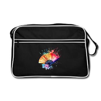 Vibrant Watercolor Fan - Retro Bag - black/white - Front