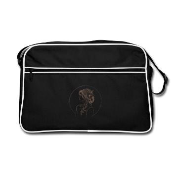 Silhouette féminine florale dorée cercle - Sac Retro - noir/blanc - Devant