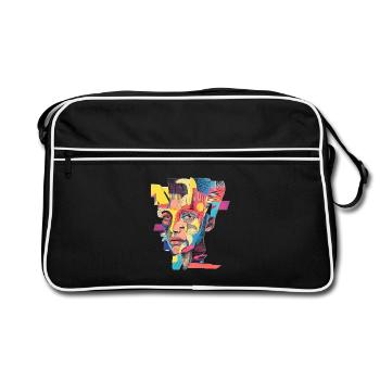 Cubist Pop Portrait in Neon Palette - Retro Bag - black/white - Front