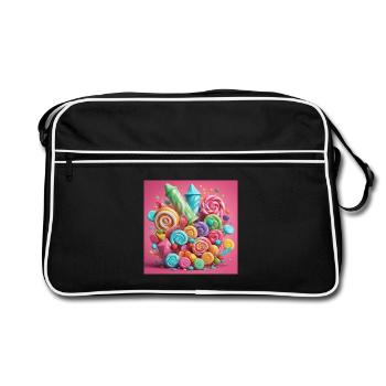 Bunte Bonbons - Retro Tasche - Schwarz/Weiß - Vorne