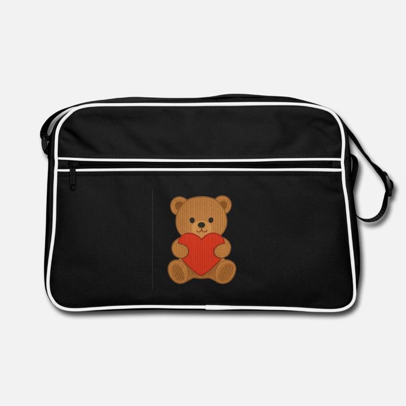 Teddybär mit Herz Retro Tasche