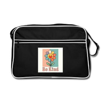 Be Kind - Fleur souriante colorée avec message positif - Sac Retro - noir/blanc - Devant