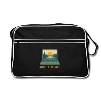 Voyageur digital laptop & nature au lever du jour - Sac Retro - noir/blanc - Devant