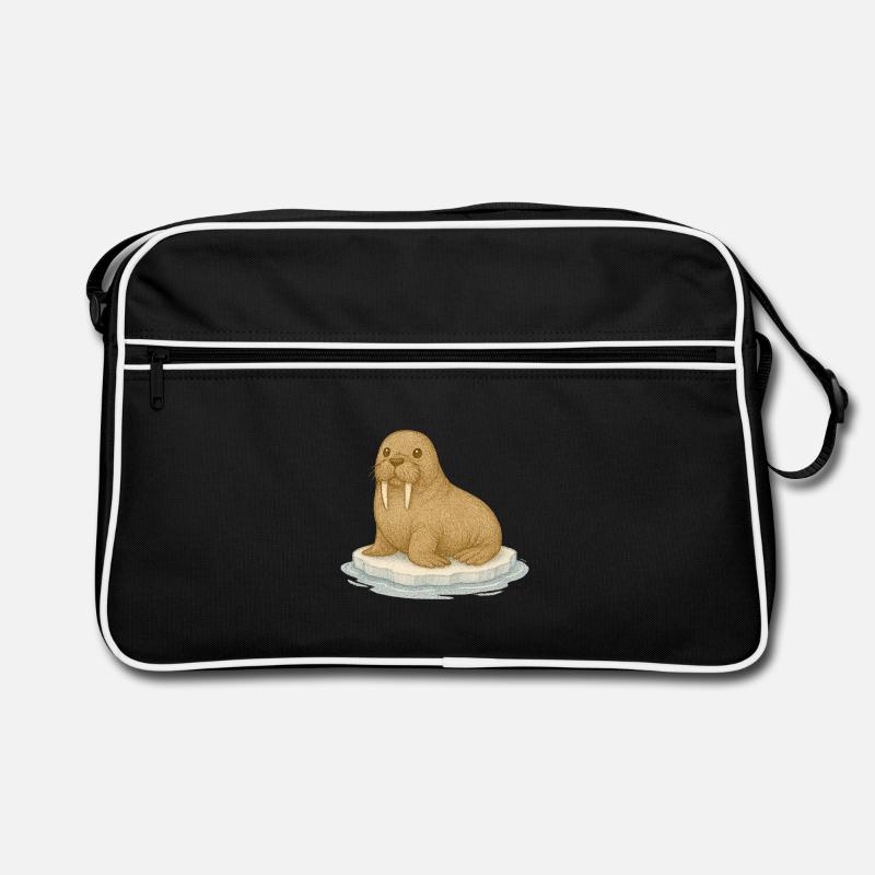Nordische Arktis - Walross - Retro Tasche - Schwarz/Weiß
