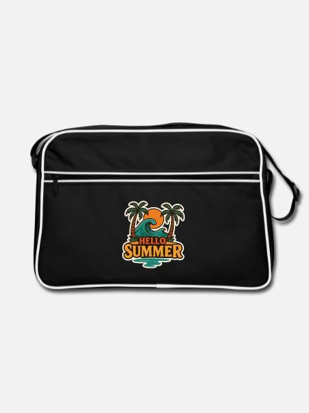 Hello Summer Tropical Wave Badge - Retro Bag - black/white - Front