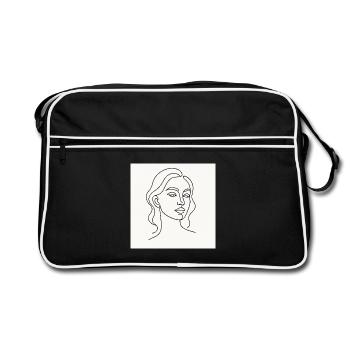 Die gezeichnete Lady - Retro Tasche - Schwarz/Weiß - Vorne