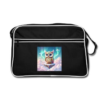 Adorable fantasy owl in the middle of the clouds - Retro Bag - black/white - Front