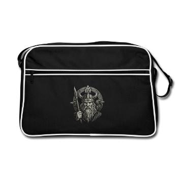 Odin : Dieu de la guerre avec les corbeaux, Hugin et Munin - Sac Retro - noir/blanc - Devant