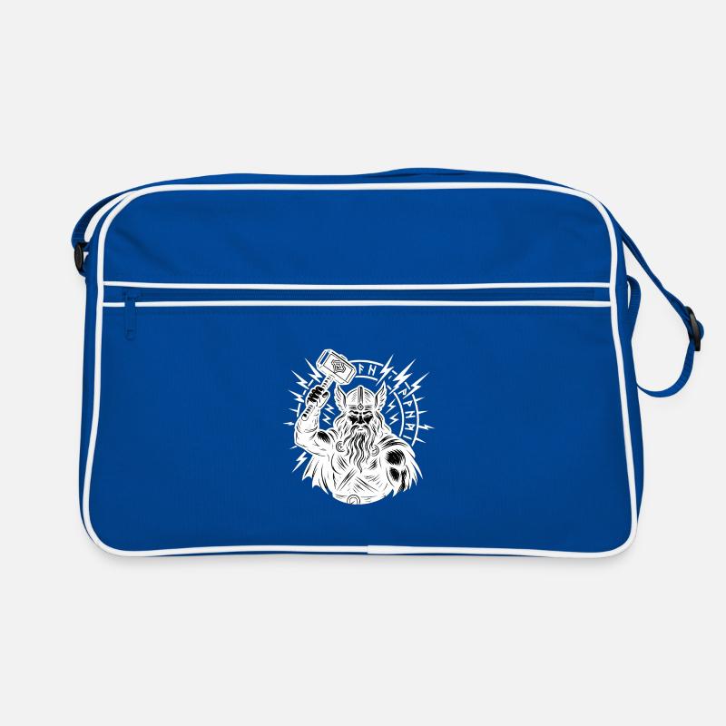 Odin mit Thorhammer Blitz Runenkreis Mjölnir Retro Tasche