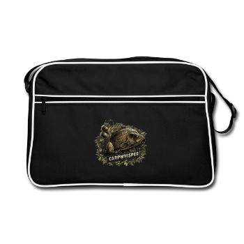 CARPWHISPER: Carp motif with fishing props - Retro Bag - black/white - Front
