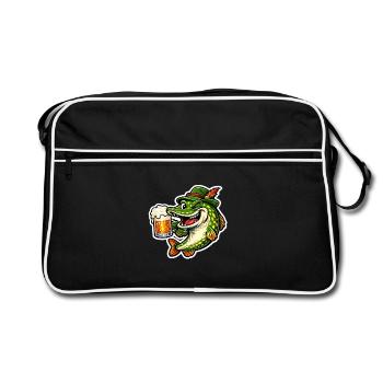 Petri Heil ! - Brochet drôle avec bière - Sac Retro - noir/blanc - Devant
