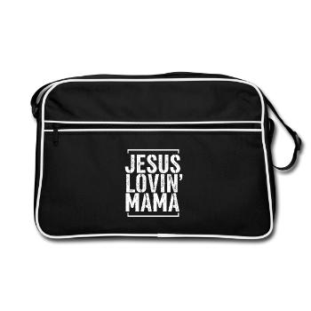 Jésus qui aime Mama — Dieu Faith Church Christian - Sac Retro - noir/blanc - Devant