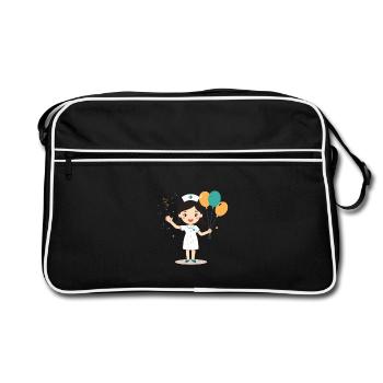 infirmière retraite cadeau départ soignante humour - Sac Retro - noir/blanc - Devant