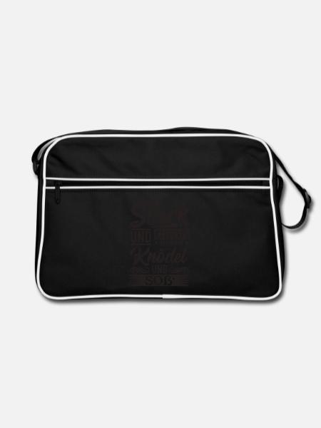 Knödel - Schwäbisch - Bayrisch - Retro Tasche - Schwarz/Weiß - Vorne