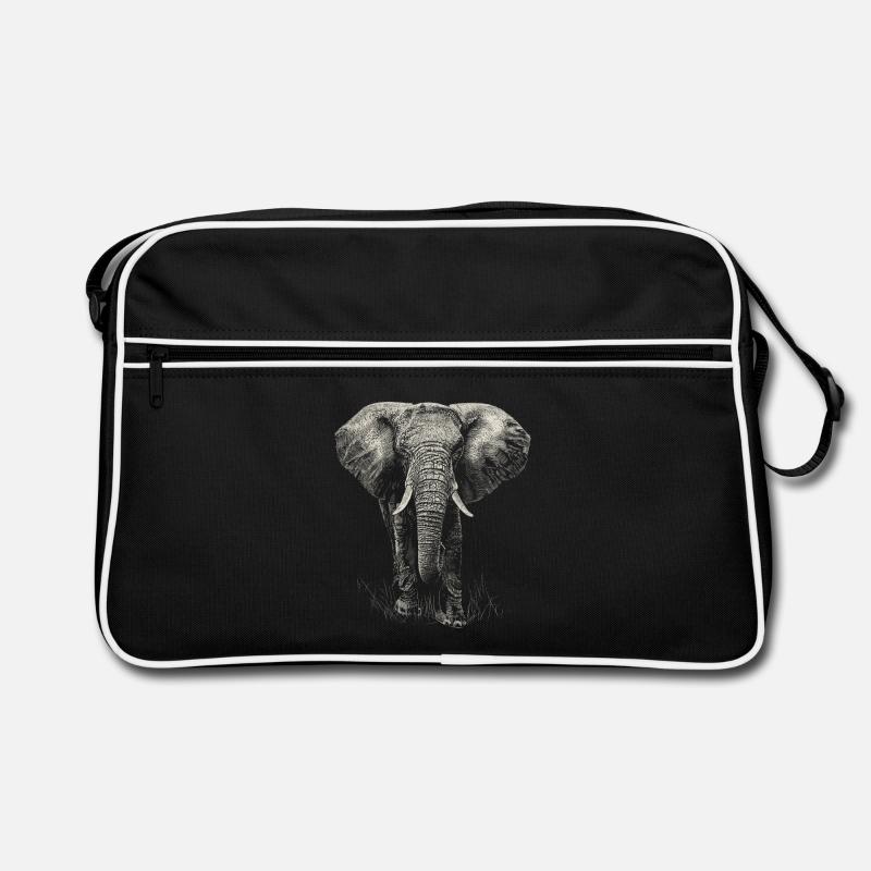 Elefant - Retro Tasche - Schwarz/Weiß