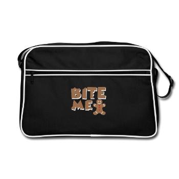 bite me - Retro Tasche - Schwarz/Weiß - Vorne