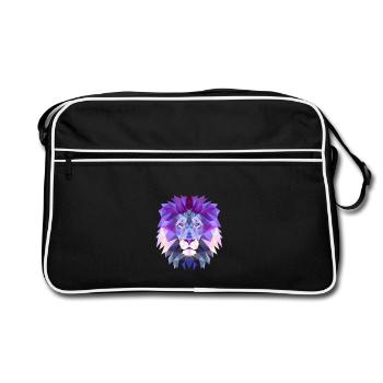 lion polygone de tête de lion lion Roi signature animale étoiles - Sac Retro - noir/blanc - Devant