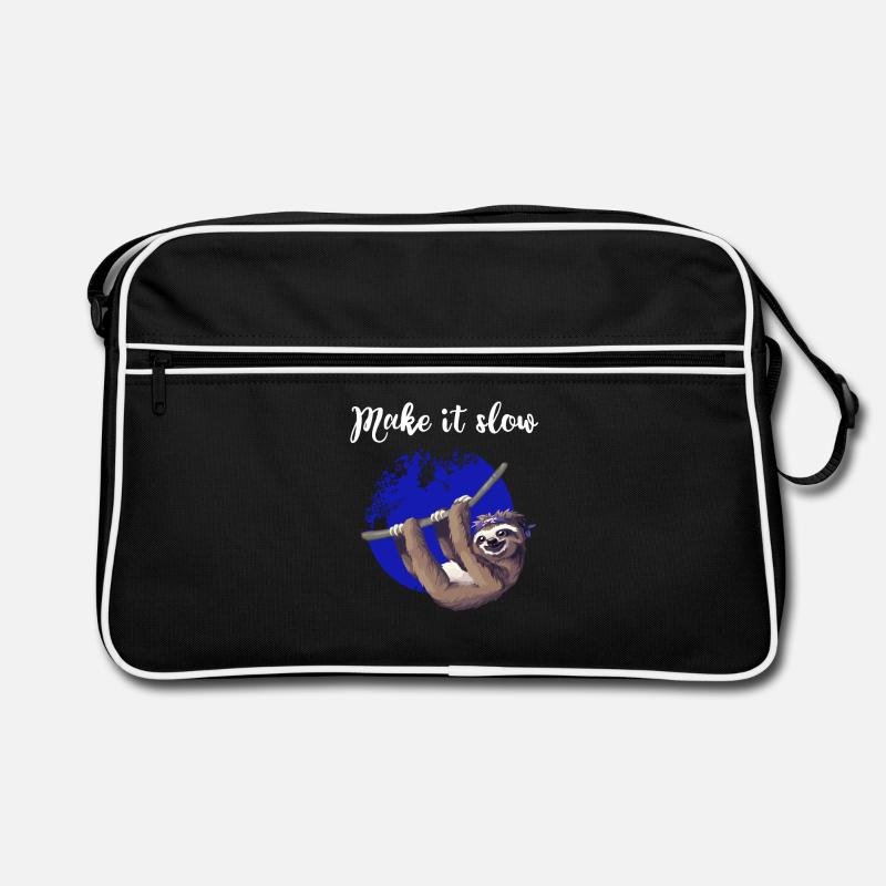 sloth make it slow Faultier langsam Nerd pc chill Retro Tasche