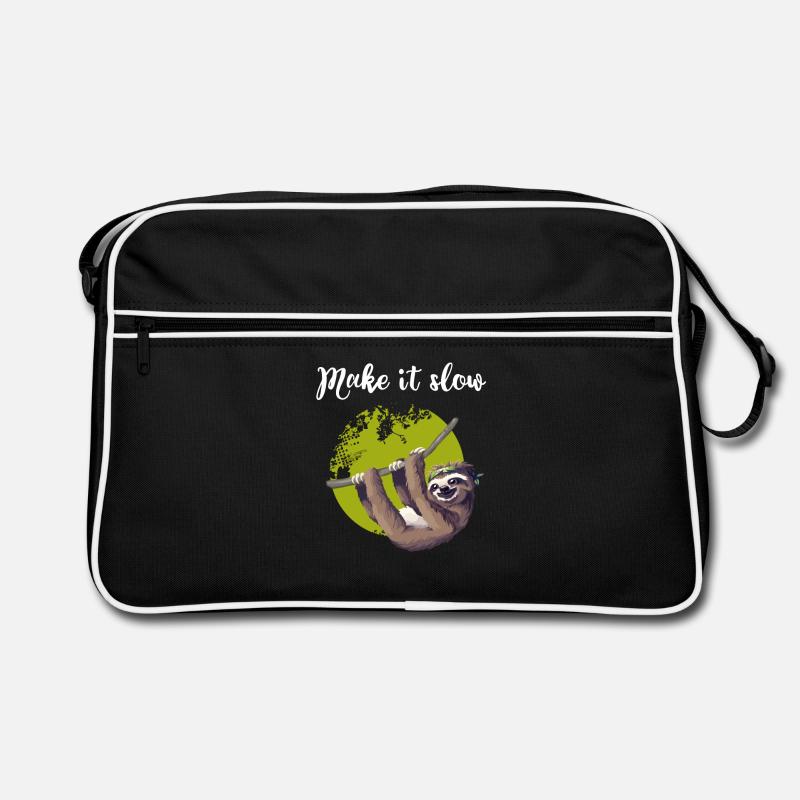 sloth make it slow sloth lazy nerd pc chillen Retro Bag