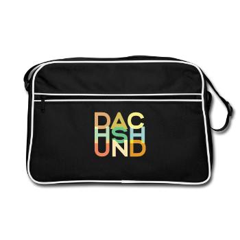 Dackelhund Hund Bunt - Retro Tasche - Schwarz/Weiß - Vorne