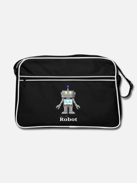 Süßer Retro Roboter – Bot Sci-Fi Kids - Retro Tasche - Schwarz/Weiß