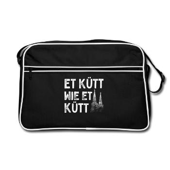 Köln Et Kütt Wie Et Kütt Kölner Grundgesetz Kölsch - Retro Tasche - Schwarz/Weiß - Vorne