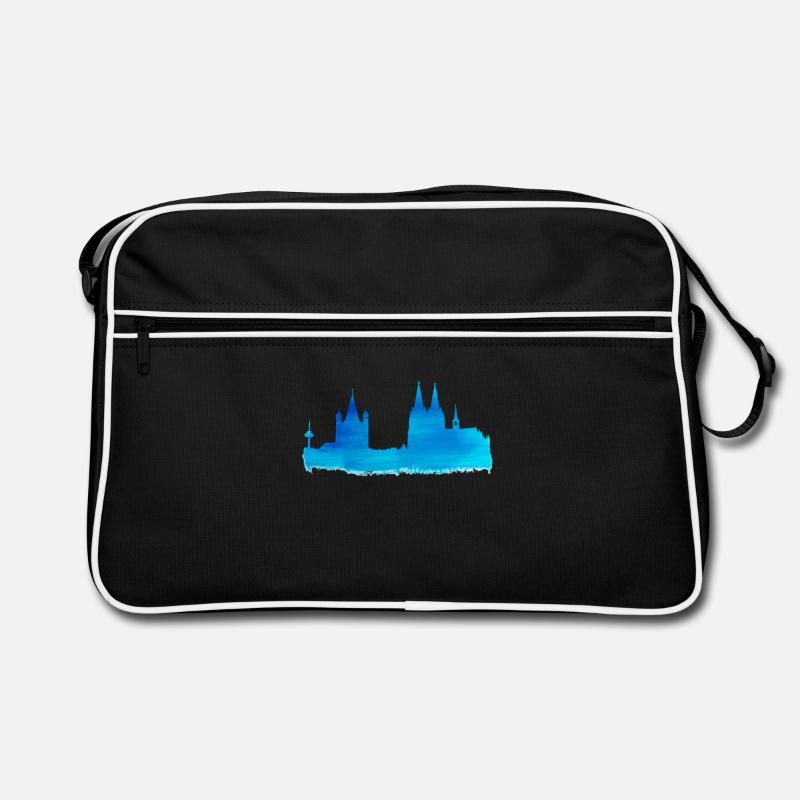 Köln Skyline Kölner Dom Home Dome Karneval Kölsch - Retro Tasche - Schwarz/Weiß