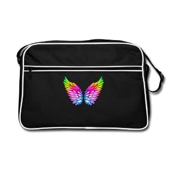 LGBT Ailes anges ailes coloré arc-en-ciel - Sac Retro - noir/blanc - Devant